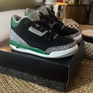 Jordan Air 3 Retro in Black, Pine Green, Silver, and White
